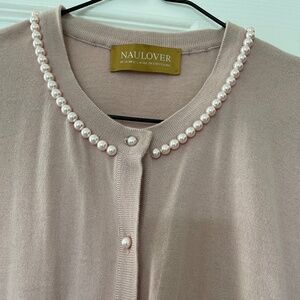 Naulover beaded pearl blouse and cardigan set - like new